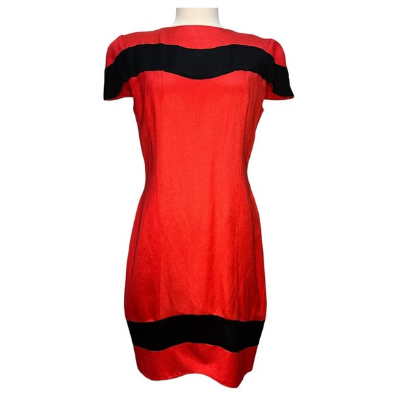 Vintage red and black midi dress - Picture 1 of 7